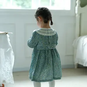 OEM ODM Langarm Blumen Baumwoll stoff Kinder Smocking Kleidung Smocked Kleid für Baby Girl