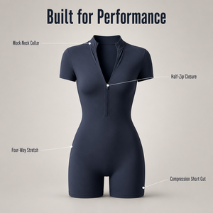 Nuova Tuta <span class=keywords><strong>Corta</strong></span> da <span class=keywords><strong>Donna</strong></span> 2026 con Zip, Pantaloncini Integrati, Body Sexy per Allenamento - Product Image 3