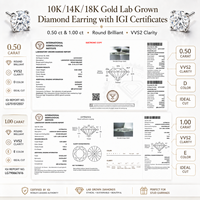 Серьги с бриллиантами на заказ, золото 10k, 14k, 18k, 0.5ct, 1ct, 2 карата, выращенные в лаборатории, круглая огранка, цвет D, сертификат IGI
