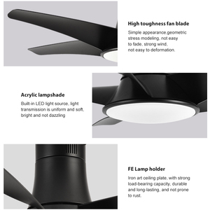 Ventilateur de plafond LED avec télécommande BLDC à 5 pales de 52 pouces, avec éclairage, pour la maison, le salon, la chambre à coucher, FX50091 Silen, disponible en plusieurs couleurs - Product Image 4