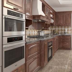 ตู้ครัวไม้มะม่วงแท้ทันสมัย ชุดตู้ติดผนังพร้อมท็อปหินควอตซ์ ปรับแต่งขนาดและสีได้ - Product Image 2