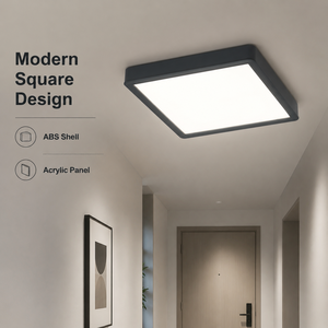 Lámpara de techo LED cuadrada moderna de 18W, tricolor, acrílica, de montaje en superficie para dormitorio, sala de estar, pasillo, corredor - Product Image 2