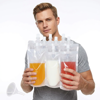 Sac de jus à fermeture éclair jetable populaire pochette à bec en gros PET jus lait thé lait de soja sac de boisson givré