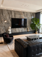 Panel de PVC con Diseño de Mármol Negro, Blanco y Gris, Patrón de Vetas de Piedra Premium para Aplicaciones de Paredes Interiores Modernas