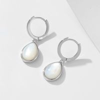 Boucles d'oreilles goutte d'eau plaquées or 14 carats Boucles d'oreilles en argent sterling 925 Mère de coquille Hoop Huggies Boucles d'oreilles Bijoux en argent Fine Jewelry