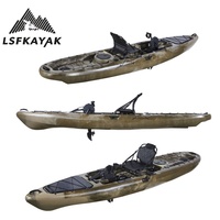 Kayak LSF 3,96 m, bateau de pêche pour une personne, kayak à pédales léger et stable en HDPE