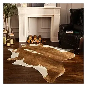 American Simple Light Luxury High-End Handmade Genuine Leather Cowhide Carpet Rug for Home Living Room Decor