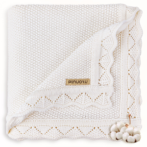 Couverture d'emmaillotage Pinuotu pour nouveau-né, 100 % coton tricoté, chaude, douce, luxueuse, écologique, toutes saisons (échantillon gratuit) - Product Image 1