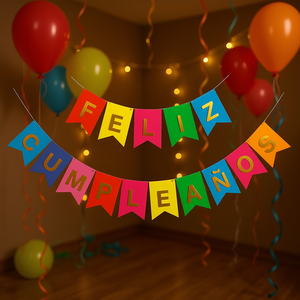 Party Love Guirnalda Happy Birthday Multicolor <b>Letters</b> Gold 16 Pcs 4M Party Banners - Product Image 4