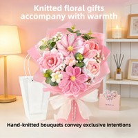 Buket Bunga Rajutan Benang Wol Terlaris - Tulip & Anyelir Siap Pakai, Hadiah Buatan Tangan untuk Hari Ibu