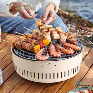 Parrilla de Carbón de Acero Inoxidable para Exteriores, Diseño sin Humo con Rejilla de Malla y Asas Laterales - Product Image 4
