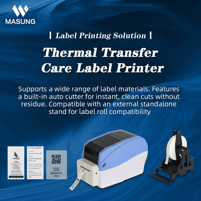 Industrial Ribbon Printer, 15-60mm Print Width Wash Care Label Maker, Clothing Tag Printer with Custom OEM ODM Support