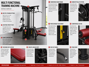 Máquina de entrenamiento de fuerza SK Multi Station Gym 4 Stack con cable cruzado, entrenador funcional, equipo de fitness comercial - Product Image 4