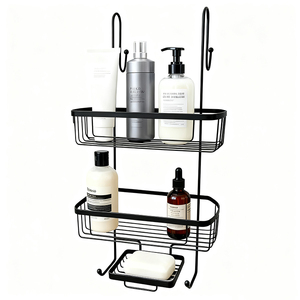 Estante de almacenamiento <span class=keywords><strong>colgante</strong></span> de dos niveles para <span class=keywords><strong>baño</strong></span> doméstico DaS, estante de ducha de hierro forjado con ganchos - Product Image 2