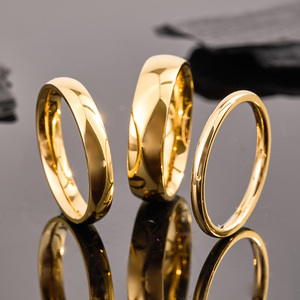 Tempusort Vente en gros <span class=keywords><strong>Bague</strong></span> de mariage éternelle plaquée or 2 mm/4 mm/6 mm, anneaux en titane poli bombé pour homme, <span class=keywords><strong>femme</strong></span>, couple, fiançailles - Product Image 5