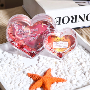 <b>Double</b> Heart Shaped Liquid Glitter Snow Globe Picture <b>Frame</b> Water Snowball With <b>Photo</b> for Wedding Souvenir Gifts Love Theme - Product Image 1