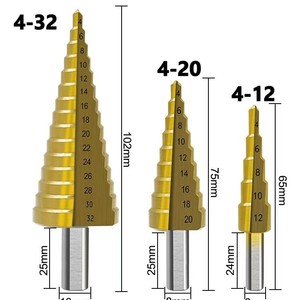 Yiduo Step Drill Bit Titanium Coated 3 Flat Shank For Woodworking Hole Drilling Fast Boring Bits - Product Image 2