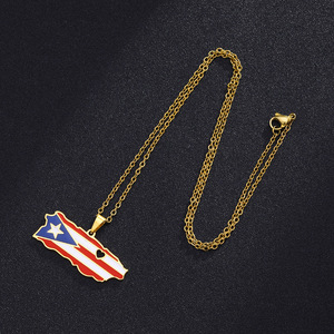 Venta caliente esmalte país bandera chapado en <span class=keywords><strong>oro</strong></span> collar <span class=keywords><strong>de</strong></span> acero inoxidable <span class=keywords><strong>Puerto</strong></span> <span class=keywords><strong>Rico</strong></span> mapa colgante cadena <span class=keywords><strong>de</strong></span> eslabones <span class=keywords><strong>para</strong></span> joyería <span class=keywords><strong>de</strong></span> aniversario - Product Image 5