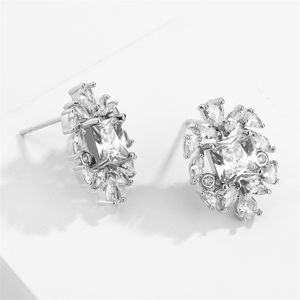 RAKOL EP5526 Women Newest Design Flower Shape Cubic Zircon Fashion Jewelry Sterling Silver Plated Statement <b>Earrings</b> - Product Image 3