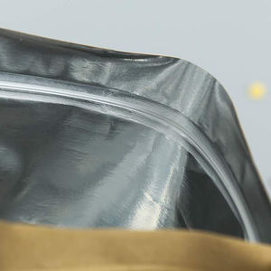 Bolsa de plástico para embalaje de alimentos, cierre de cremallera, papel de aluminio, marrón, Kraft - Product Image 5