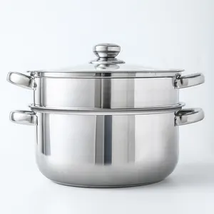Kitchen cooking tools Stainless steel steaming pot can be steamed, cooked in a variety of ways double steamer Pot