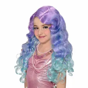 小美人鱼2023假发儿童女孩万圣节角色扮演生日派对新设计装饰女孩合成非蕾丝假发