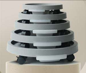 Plant Caddy Rolling Stand with Wheels, Movable Flower <b>Planter</b> Potted Round Pallet, Indoor Outdoor Saucer Tray - Product Image 2