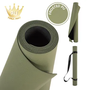 High Quality Eco Friendly Anti Slip Olive Green Fitness Exercise Travel Size Folding 100% Natural Rubber Frosted Pu Yoga Mat