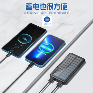 Banque d'énergie mobile solaire haute capacité 10000mAh-Charge rapide écologique et double ports USB, légère pour les déplacements - Product Image 3