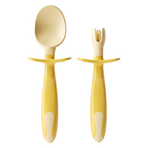 Juego de vajilla de entrenamiento infantil Cuchara de silicona torcida doblada y suministros de entrenamiento de material PP Patrón sólido <span class=keywords><strong>para</strong></span> la alimentación del bebé - Product Image 5