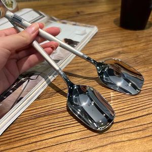 Stainless Steel Square Head Spoon Large Size Food Grade For Kids Baby Dining - Product Image 1