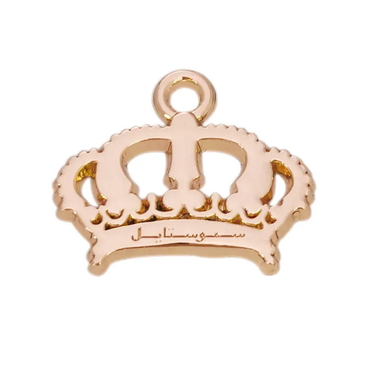 Fashion Crown design tags custom logo metal label for clothing garment