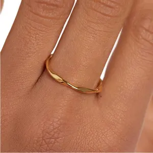 Milskye mode 925 silber 18 karat gold minimal einfacher stil spiralförmiger ring dünner ring für damen