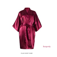 Robes de nuit et peignoirs en satin de soie artificielle 100% polyester, gris argenté, respirants, tissés, unis, à col en V, pour femmes, été