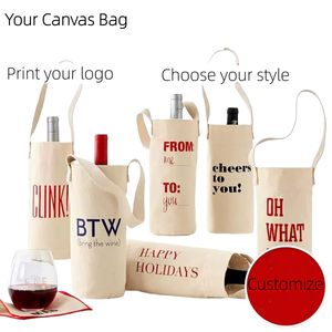Sac fourre-tout en coton écologique avec longue poignée en ruban, bandoulière, sac à vin durable pour transporter des bouteilles de vin - Product Image 6