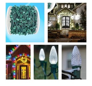 C7 C9 Bóng Đèn Spt-1 Ổ Cắm Dây E17 E12 <span class=keywords><strong>LED</strong></span> Giáng Sinh Ánh Sáng SPT-2 Ổ Cắm Spool Màu Xanh Lá Cây Ổ Cắm Dây Spool - Product Image 4