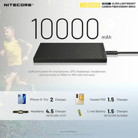 Pour NB10000 GEN2 10000mAh 15W Batterie externe ultra-fine en fibre de carbone légère avec charge rapide USB-C Chargeur portable