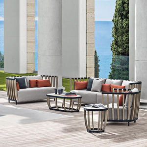 Muebles de Jardín componentes modulares Crear asiento artesanal resistido de madera de <span class=keywords><strong>teca</strong></span> y muebles de caña juegos de sofá - Product Image 3