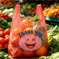 Bedankje Smile Logo Rood T-shirt Plastic Boodschappentassen Wegwerp Boodschappentas voor Boerenmarkt Fruit Groenten