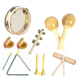 Ensemble d'instruments de percussion en bois en gros avec triangle, sonnette à main, castagnette et tube sonore pour l'éducation musicale et le jeu des enfants - Product Image 6
