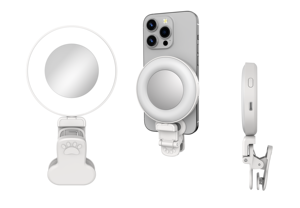 D01 Selfie Ring Light Phone 180 Grados Flip Design USB Recargable Espejo de maquillaje plegable con recarga - Product Image 3