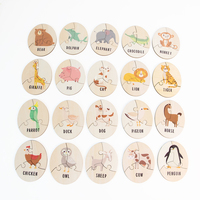 Juguetes educativos sensoriales Montessori cortados con láser, juguetes para bebés y niños pequeños, rompecabezas de animales con impresión UV, rompecabezas de madera para 1-3 niños pequeños