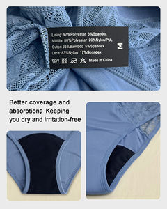 Culottes menstruelles OEM personnalisées pour femmes, taille haute, en dentelle, respirantes, anti-fuites, en coton de bambou naturel, pour femmes et jeunes filles - Product Image 5
