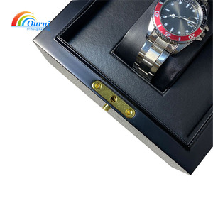 Premium Gloss Lacquer Wood Single Watch Packaging <b>Box</b>, <b>Black</b>/Cream Interior Optional Watch Display <b>Box</b>, High-End Brand Watch Gif - Product Image 3