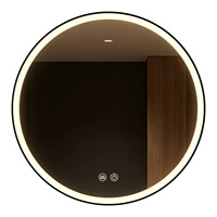 Miroir de salle de bain intelligent rond à LED, miroir de maquillage mural de luxe anti-buée avec interrupteur tactile et prise intégrée pour projets hôteliers