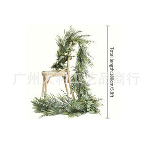 Guirlande de Noël en rotin artificiel 1,8 m, fleurs en soie vertes, décoration murale style naturel pour mariage et maison - Product Image 1