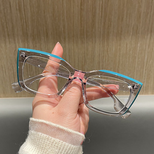 SKYWAY, venta al por mayor, gafas ópticas de moda para mujer, montura clásica de ojo de gato para PC, monturas de gafas con patrón sólido antiluz azul - Product Image 2