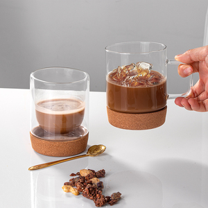 JINGHUANG Fabricant direct double gobelet en verre avec couvercle tasse à double paroi tasse à lait tasse à café en verre isolée LOGO transparent - Product Image 5