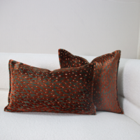 Housse de coussin de canapé rétro italienne de luxe léger, motif léopard rouge et vert, en velours coupé, écologique, avec mémoire de forme et massage