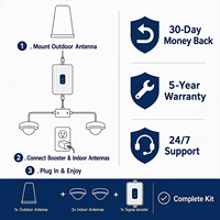 Amplificateur de signal de téléphone portable intelligent 2G 3G 4G 5G, amplificateur à gain élevé, répéteur, kit complet avec deux antennes intérieures, couverture large de 1000 m²